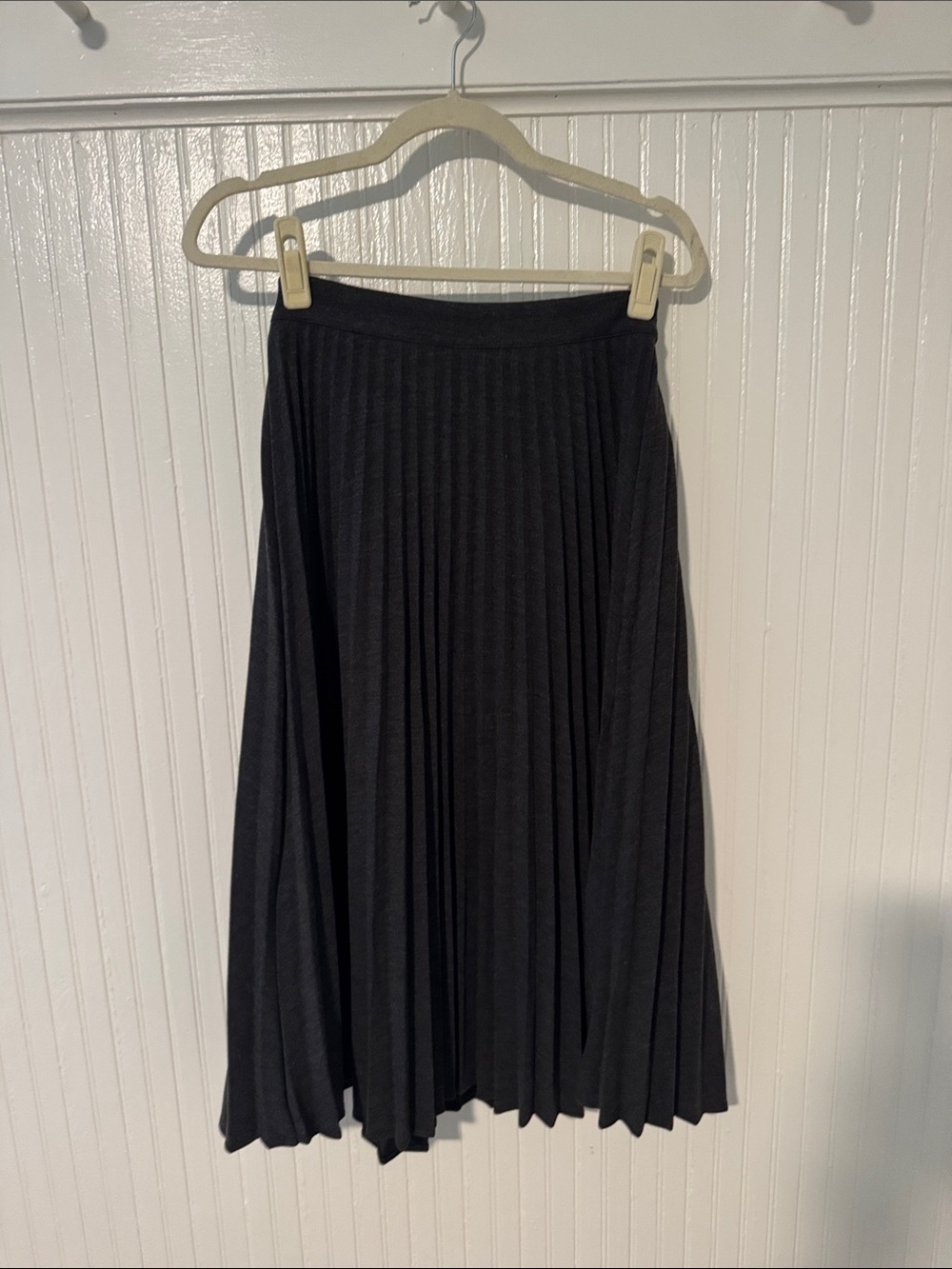 Classic Dark Gray Pleated Midi Skirt